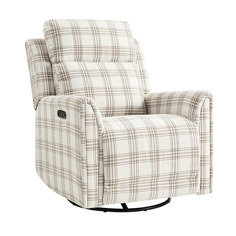 Alois Large Floral Swivel And Rocker Power Recliner With Adjustable Headrest